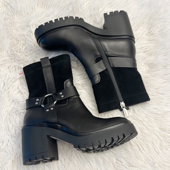 NEW $170 Blondos x Zappos Rebel Black Moto combat ankle boot women size 7 - Picture 6 of 7